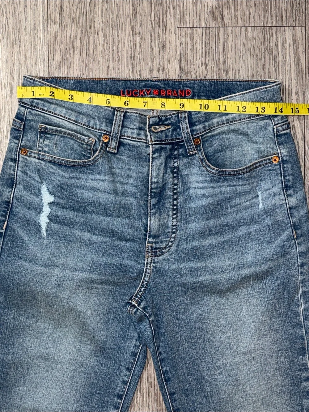 Lucky Brand Zoe High Rise Straight Jeans Womens 6/28L Blue Med Raw Hem